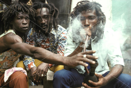 Rastafarians smoking weed