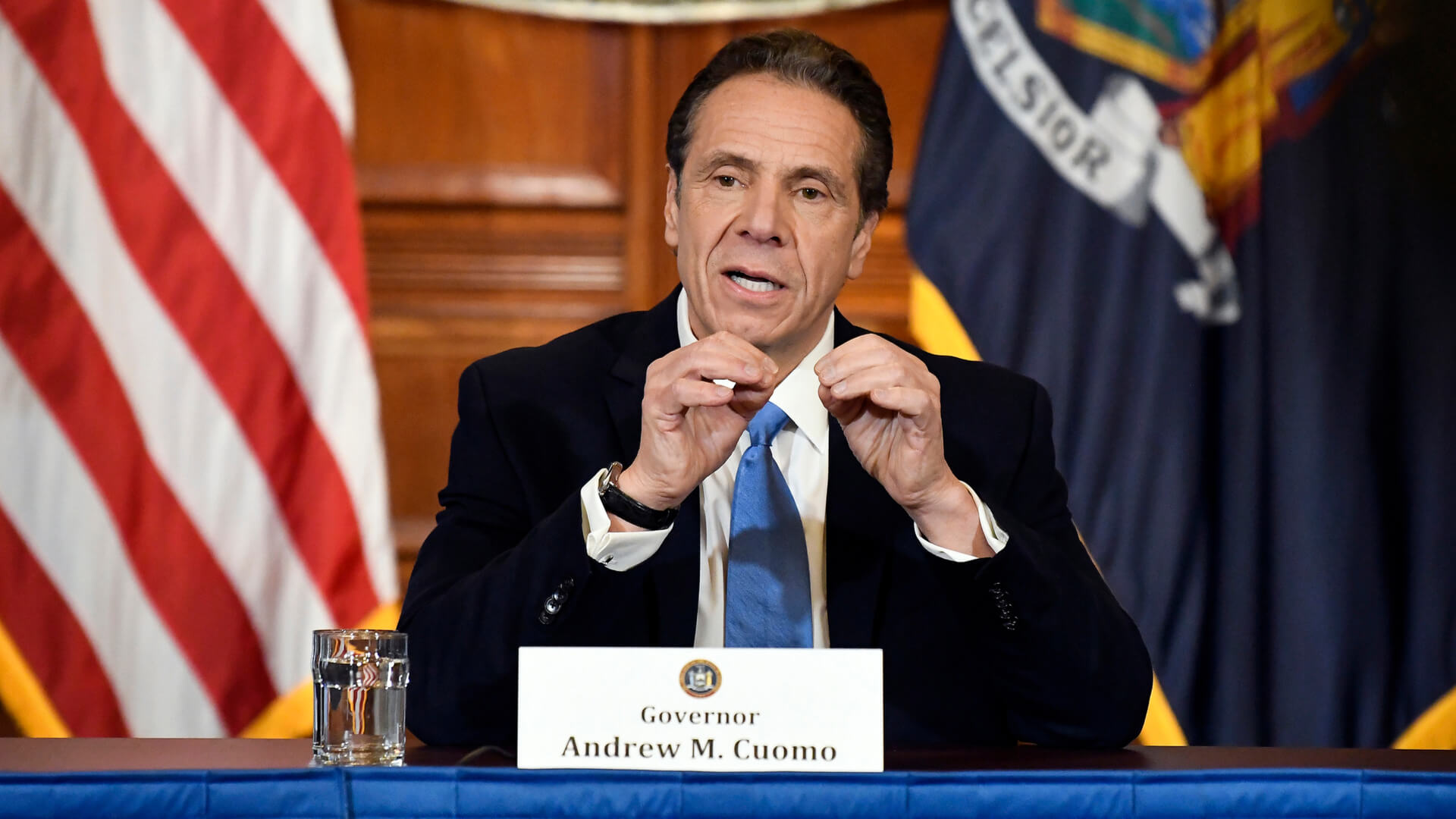 Andrew Cuomo announcing efforts to prevent the spread of coronavirus