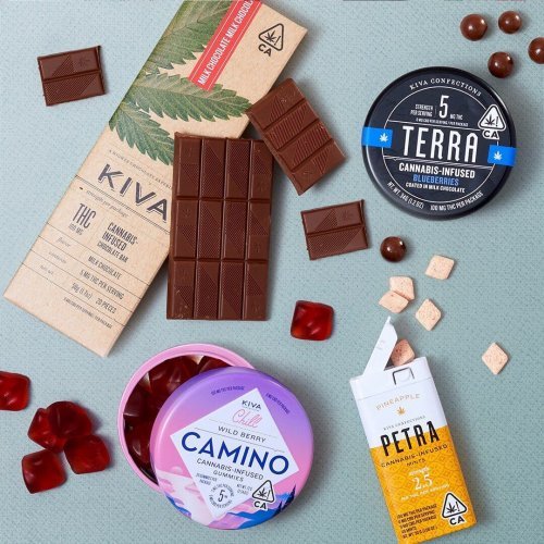 an assortment of Kiva edible products