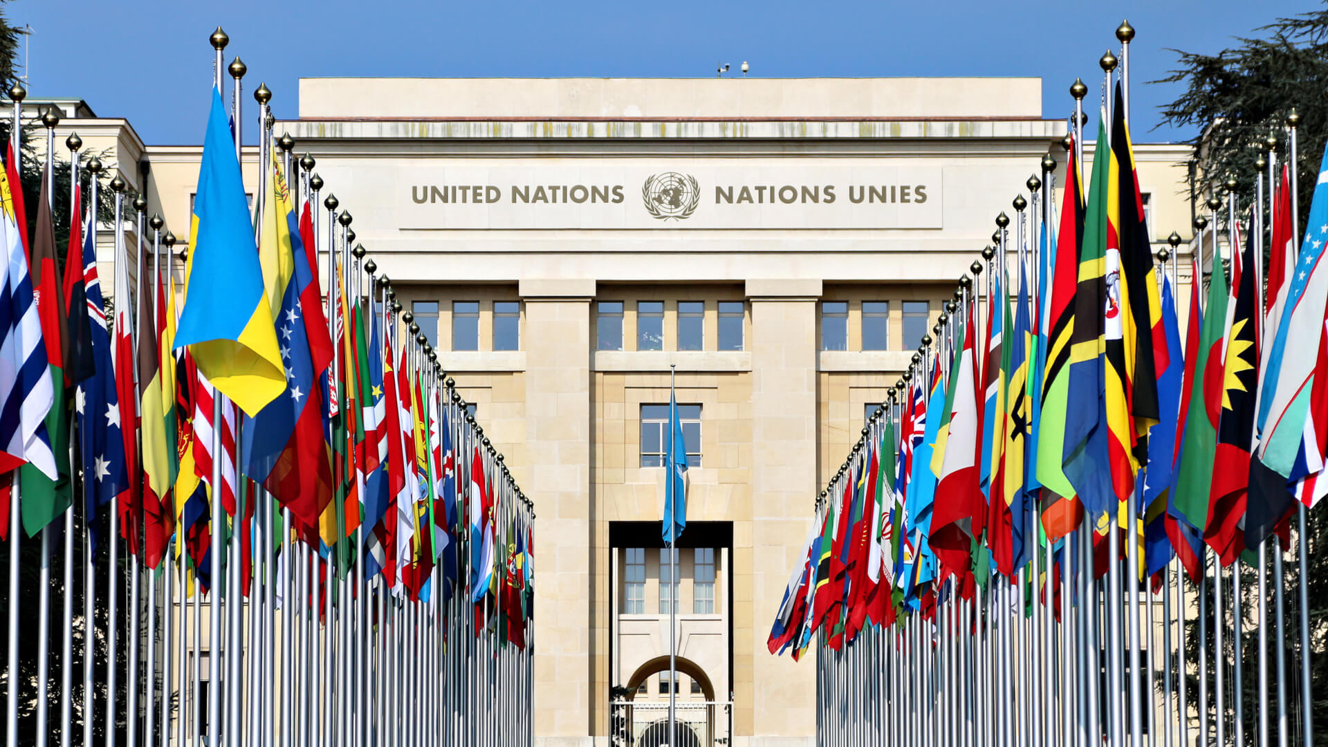 The Palace of Nations, headquarters of the United Nations in Geneva, Switzerland